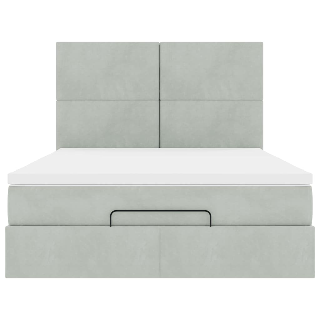 Struttura Letto Pouf con Materassi 140x190 cm Velluto