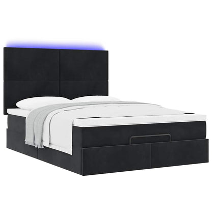 Struttura Letto Pouf con Materassi Nero 140x190 cm in Velluto | homemem39