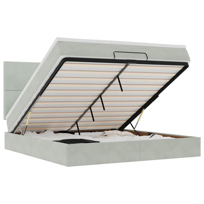 Struttura Letto Pouf con Materassi 160x200 cm in Velluto - homemem39