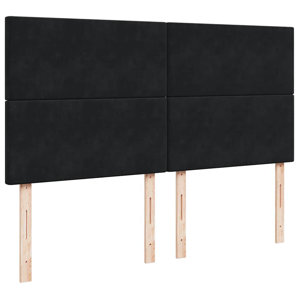 Struttura Letto Pouf con Materassi Nero 160x200 cm in Velluto