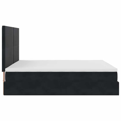 Struttura Letto Pouf con Materassi Nero 160x200 cm in Velluto