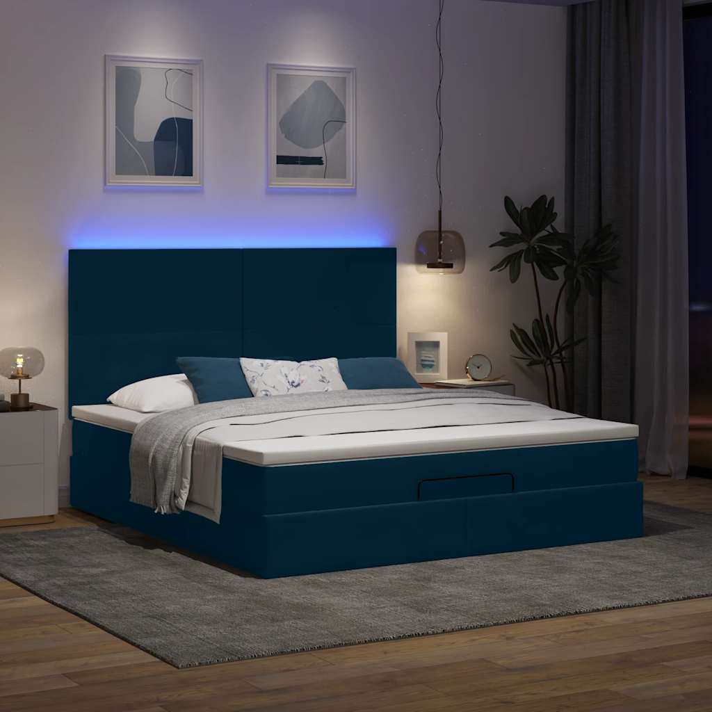 Struttura Letto Pouf con Materassi 160x200 cm Velluto