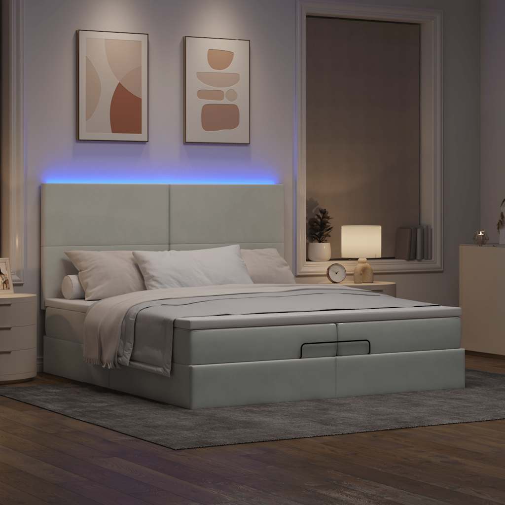 Struttura Letto Pouf con Materassi 200x200 cm Velluto | homemem39