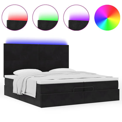Struttura Letto Pouf con Materassi Nero 200x200 cm Velluto | homemem39