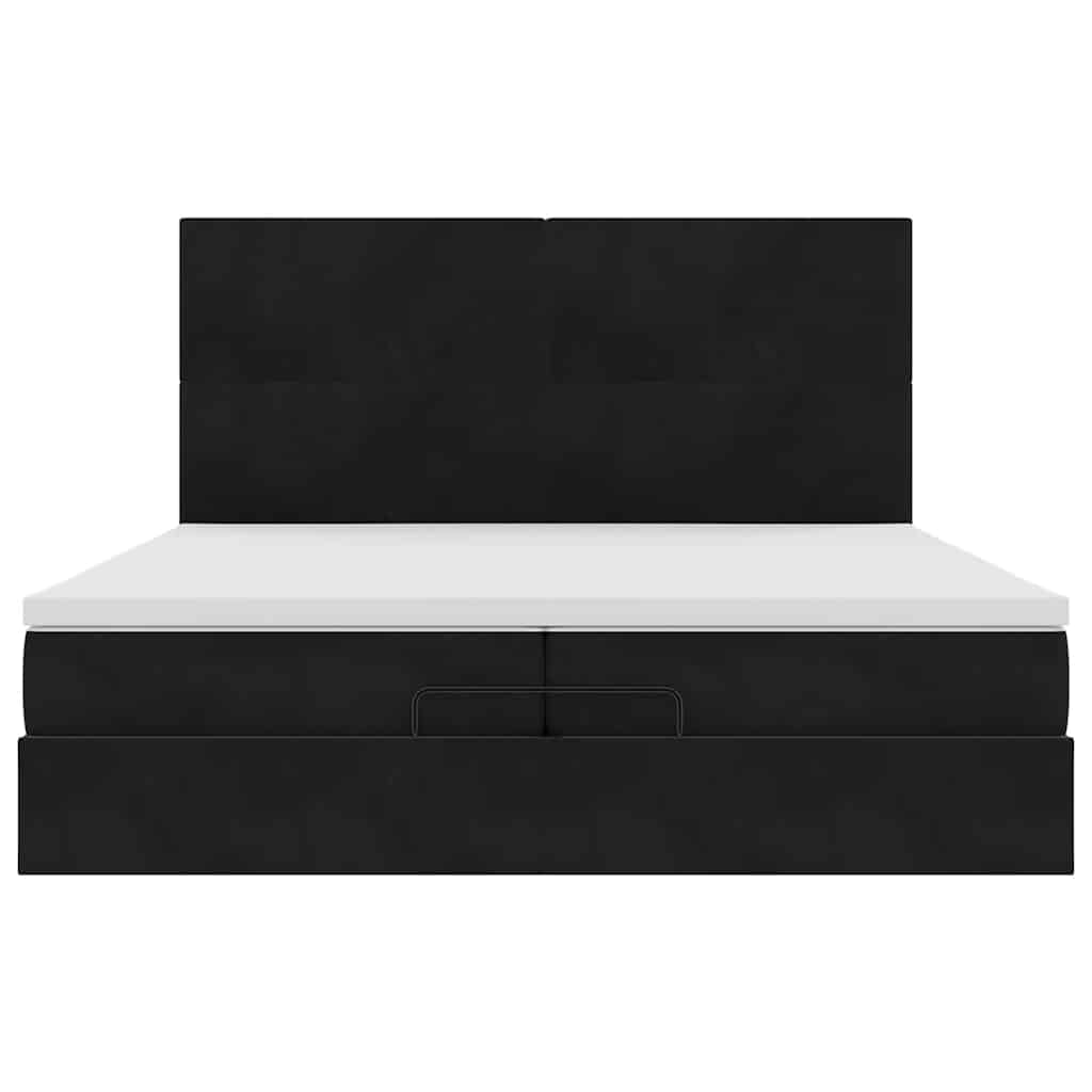 Struttura Letto Pouf con Materassi Nero 200x200 cm Velluto | homemem39