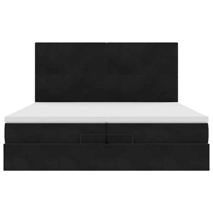 Struttura Letto Pouf con Materassi Nero 200x200 cm Velluto | homemem39