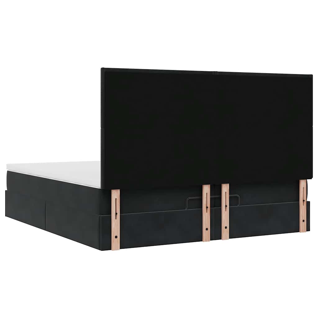 Struttura Letto Pouf con Materassi Nero 200x200 cm Velluto | homemem39