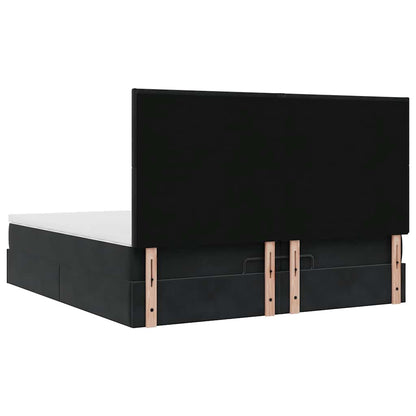 Struttura Letto Pouf con Materassi Nero 200x200 cm Velluto | homemem39
