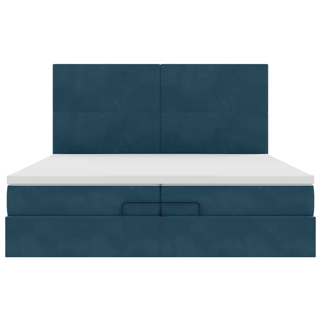 Pouf Letto con Materassi e LED Blu Scuro 200x200cm Velluto | homemem39