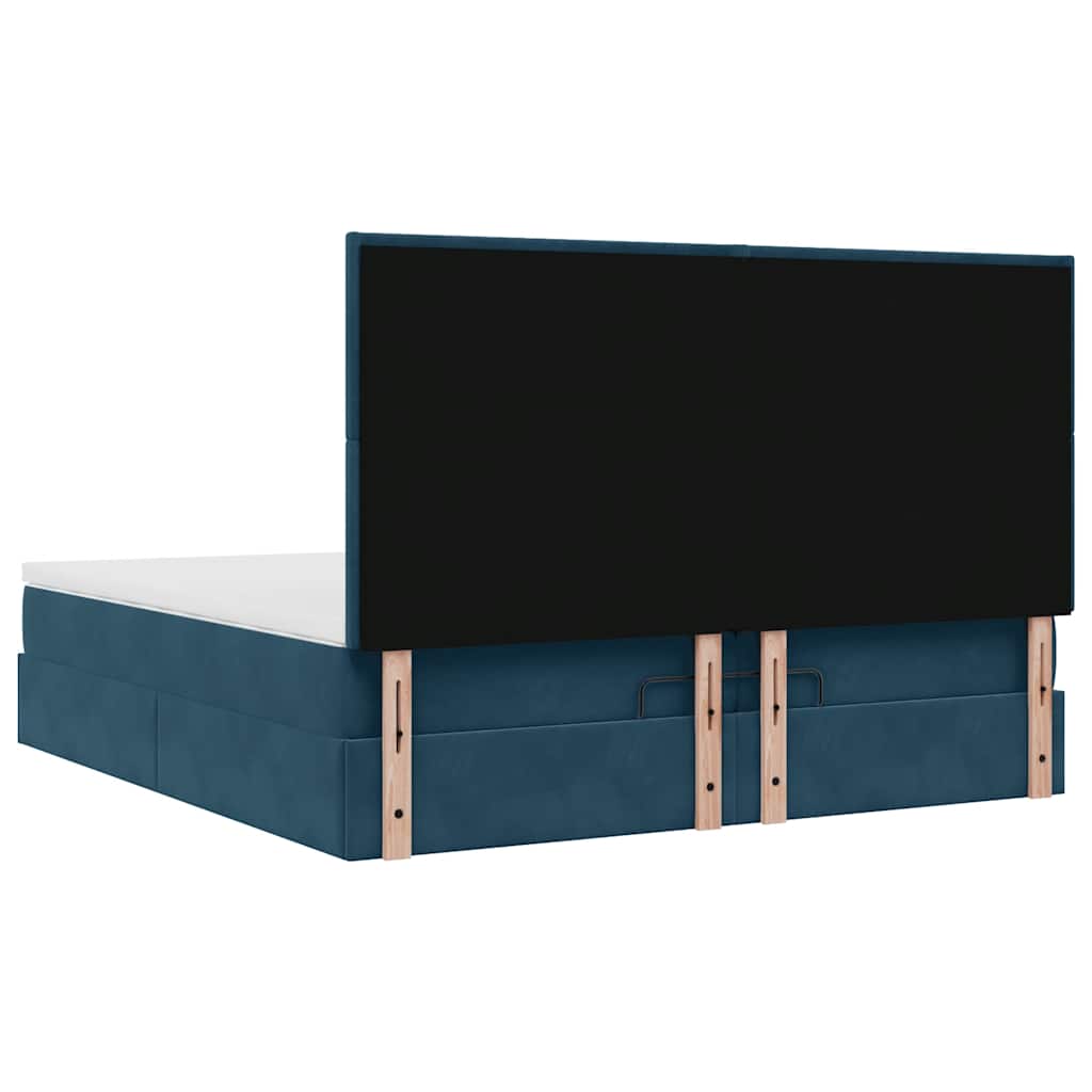 Pouf Letto con Materassi e LED Blu Scuro 200x200cm Velluto | homemem39