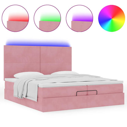 Struttura Letto Pouf con Materassi Rosa 200x200 cm Velluto | homemem39