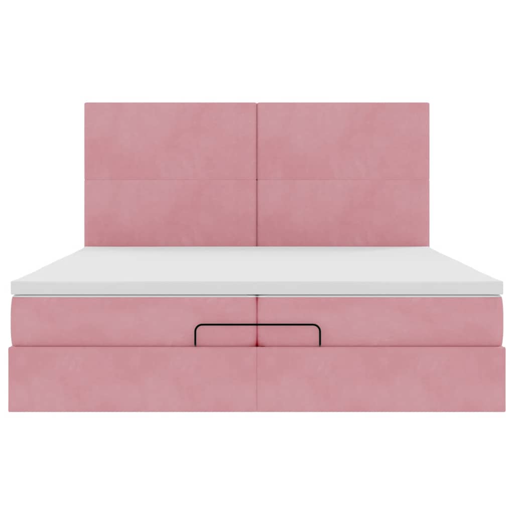 Struttura Letto Pouf con Materassi Rosa 200x200 cm Velluto | homemem39