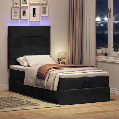 Struttura Letto Pouf con Materassi Nero 90x190 cm in Velluto | homemem39