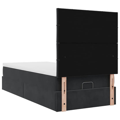 Struttura Letto Pouf con Materassi Nero 90x190 cm in Velluto | homemem39