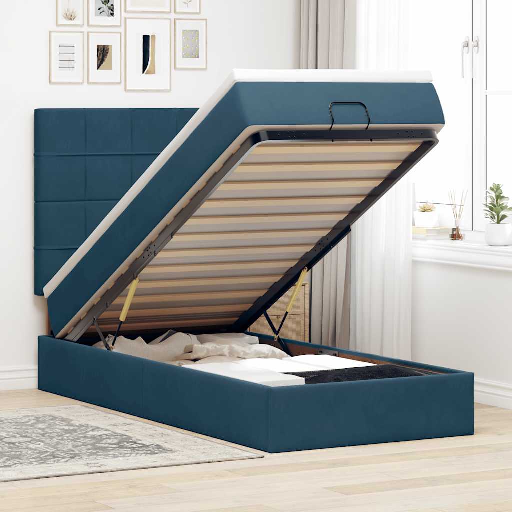 Struttura Letto Pouf con Materassi 90x190 cm in Velluto | homemem39