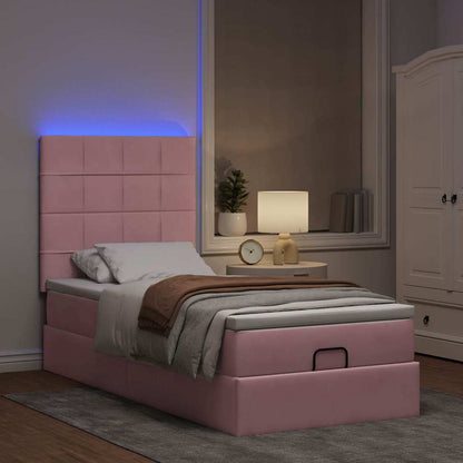 Struttura Letto Pouf con Materassi Rosa 90x200 cm in Velluto | homemem39