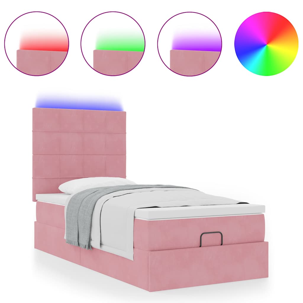Struttura Letto Pouf con Materassi Rosa 100x200 cm Velluto | homemem39