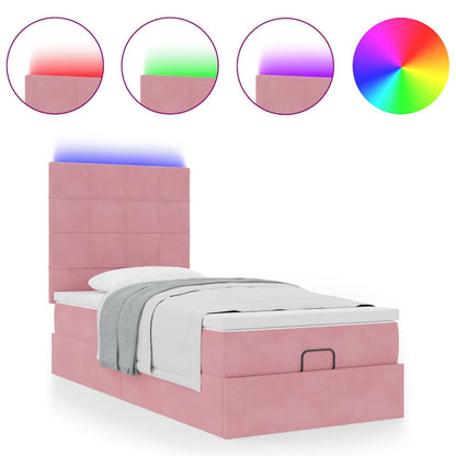 Struttura Letto Pouf con Materassi Rosa 100x200 cm Velluto | homemem39