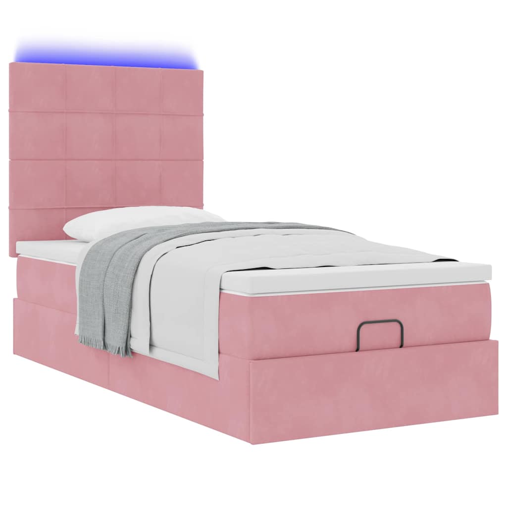 Struttura Letto Pouf con Materassi Rosa 100x200 cm Velluto | homemem39
