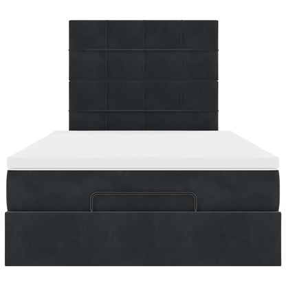 Struttura Letto Pouf con Materassi Nero 120x190 cm Velluto