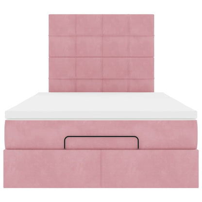 Struttura Letto Pouf con Materassi Rosa 120x190 cm Velluto