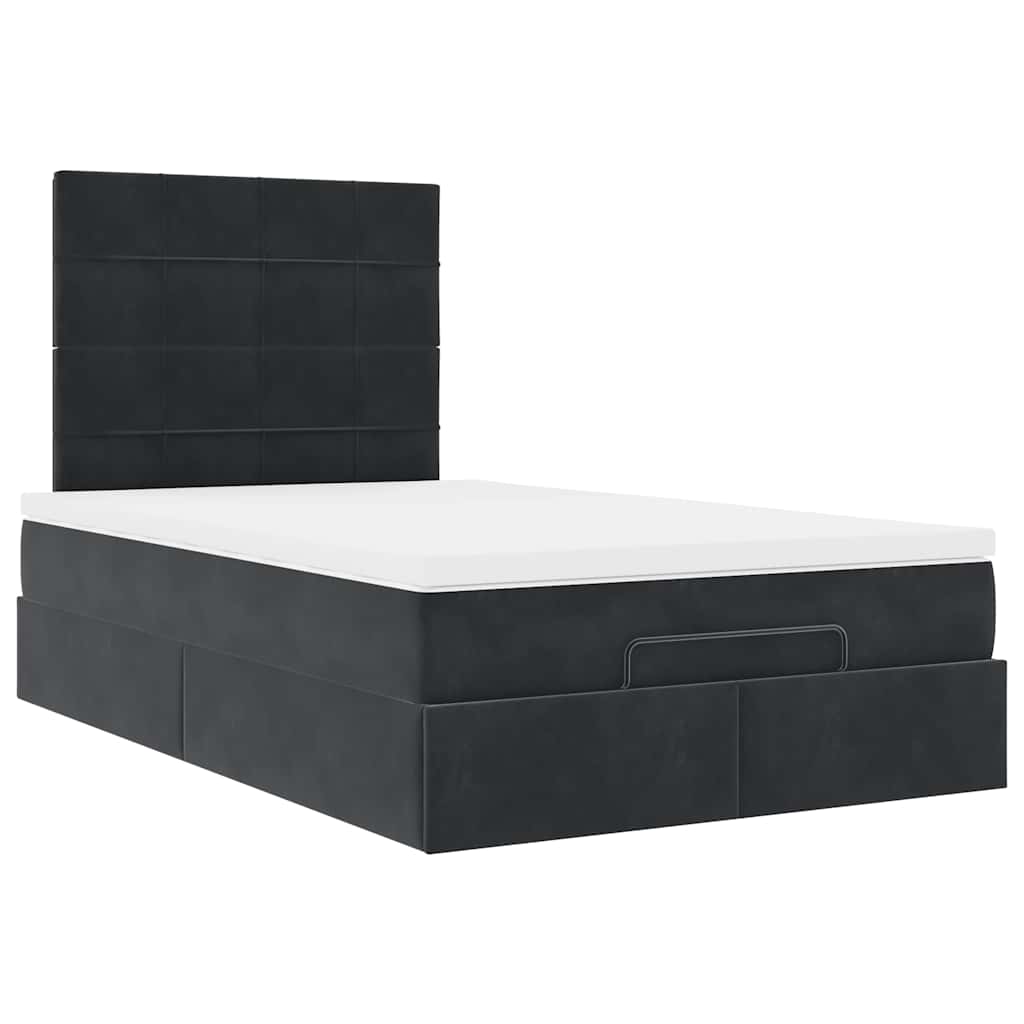 Struttura Letto Pouf con Materassi Nero 120x200 cm Velluto - homemem39