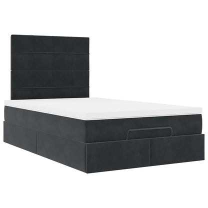 Struttura Letto Pouf con Materassi Nero 120x200 cm Velluto