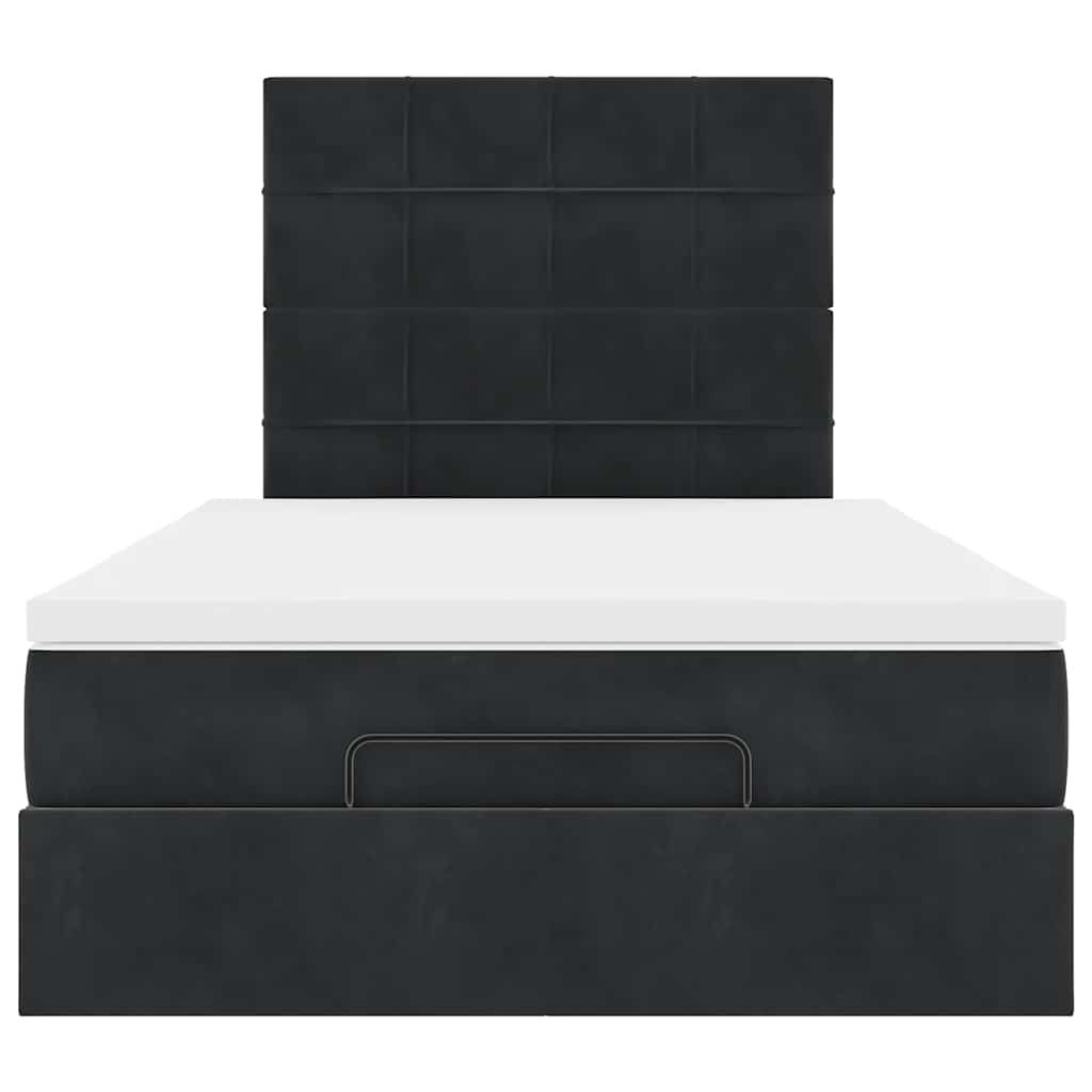 Struttura Letto Pouf con Materassi Nero 120x200 cm Velluto