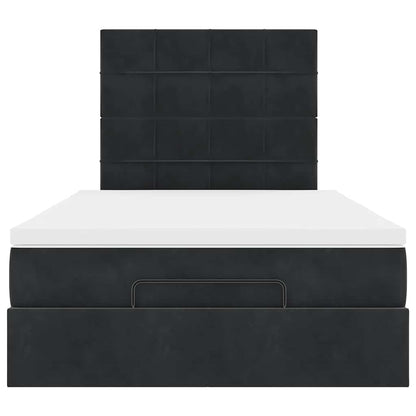 Struttura Letto Pouf con Materassi Nero 120x200 cm Velluto