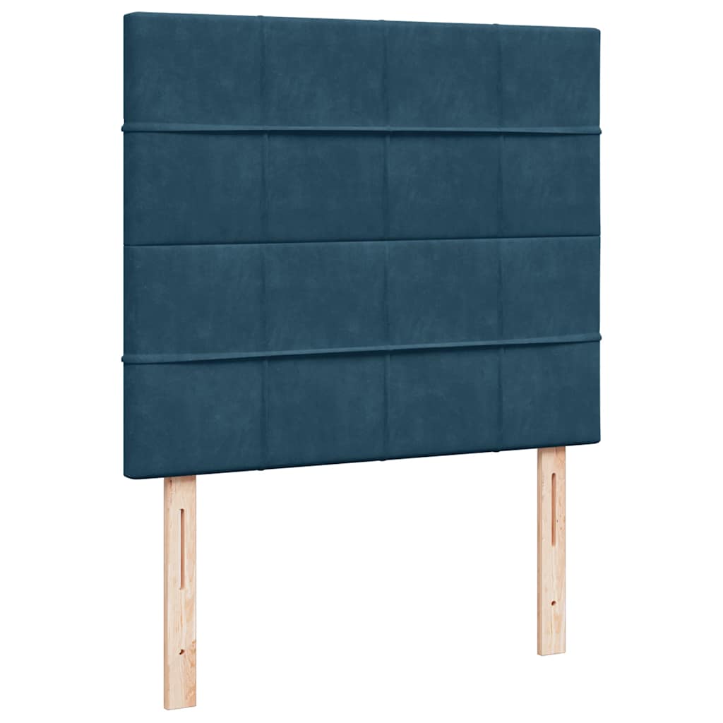 Struttura Letto Pouf con Materassi Blu Scuro 120x200 cm Velluto