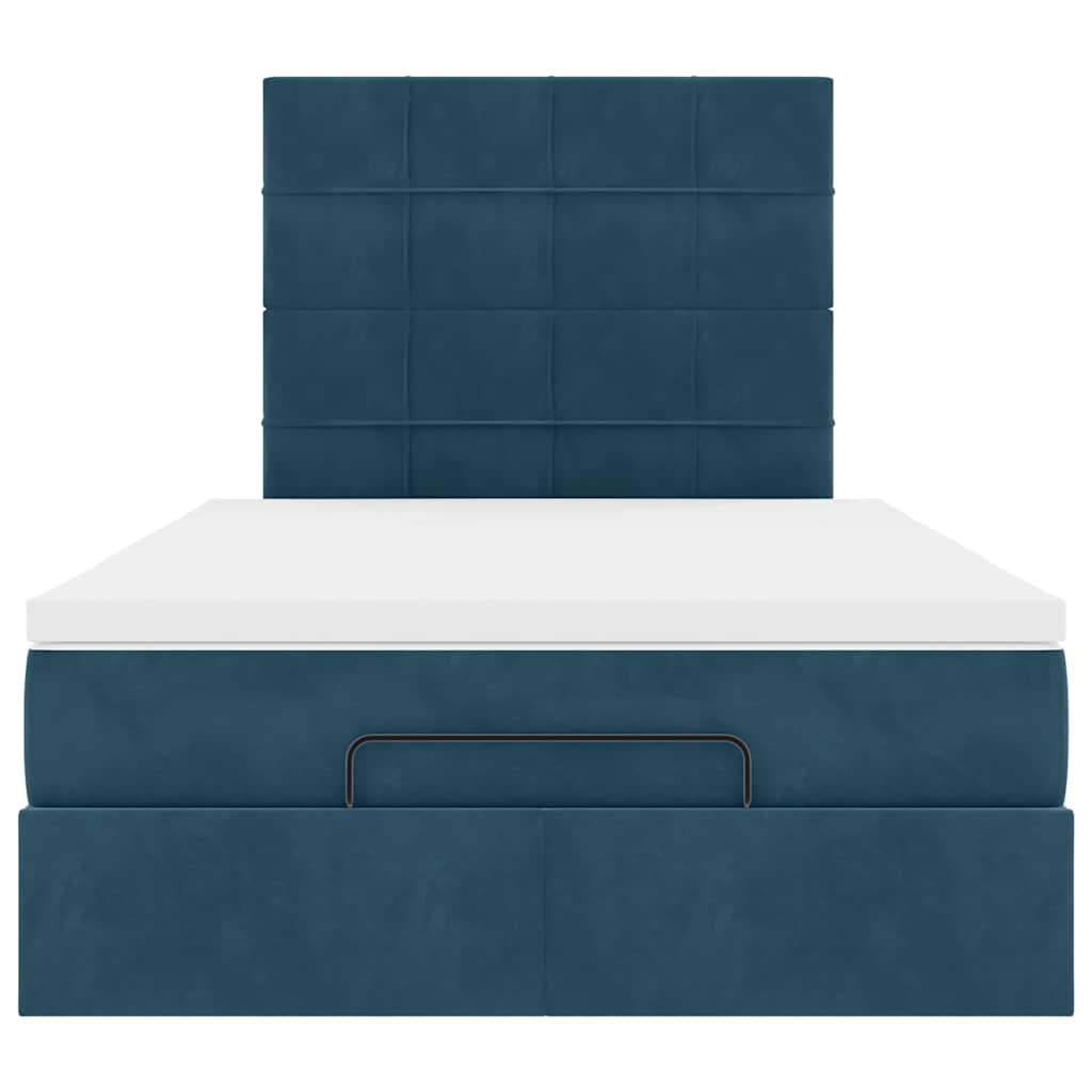 Struttura Letto Pouf con Materassi Blu Scuro 120x200 cm Velluto | homemem39