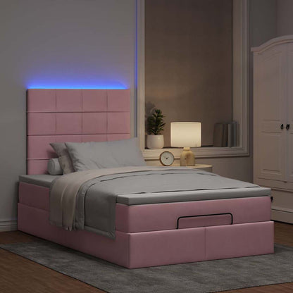 Struttura Letto Pouf con Materasso Rosa 120x200 cm Velluto | homemem39