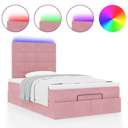 Struttura Letto Pouf con Materasso Rosa 120x200 cm Velluto | homemem39