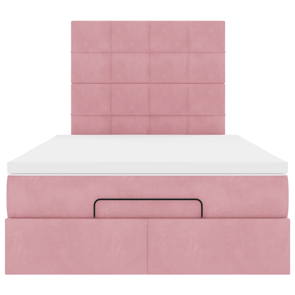 Struttura Letto Pouf con Materasso Rosa 120x200 cm Velluto | homemem39