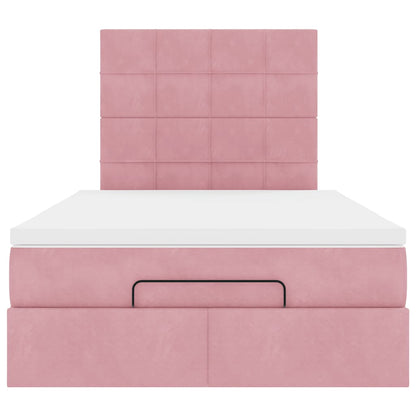 Struttura Letto Pouf con Materasso Rosa 120x200 cm Velluto | homemem39
