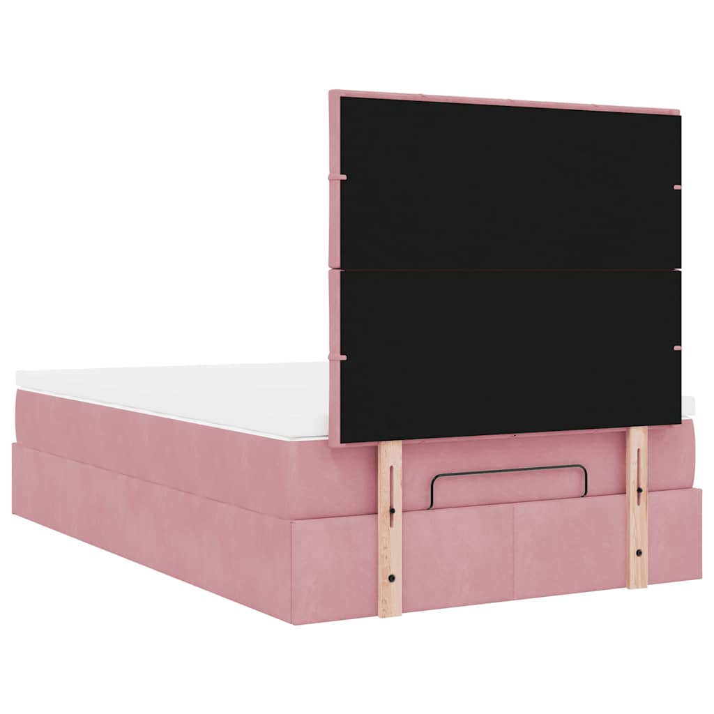 Struttura Letto Pouf con Materasso Rosa 120x200 cm Velluto | homemem39