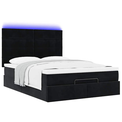 Struttura Letto Pouf con Materassi Nero 140x190 cm in Velluto | homemem39