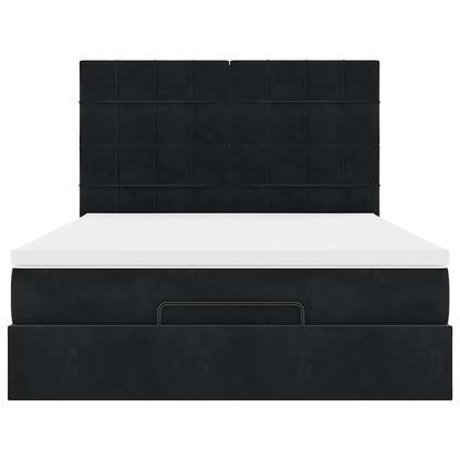 Struttura Letto Pouf con Materassi Nero 140x190 cm in Velluto | homemem39