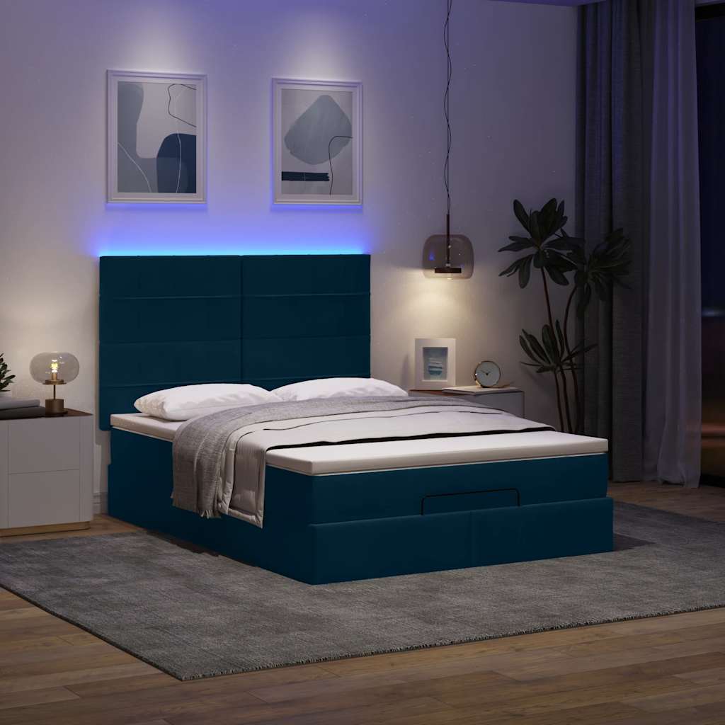 Struttura Letto Pouf con Materassi 140x190 cm in Velluto