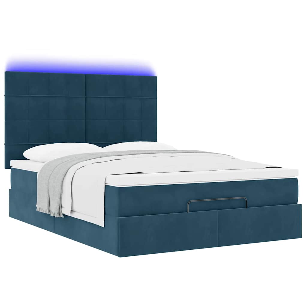 Struttura Letto Pouf con Materassi 140x190 cm in Velluto | homemem39