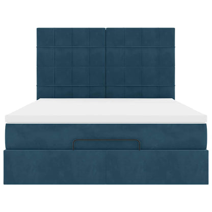 Struttura Letto Pouf con Materassi 140x190 cm in Velluto | homemem39