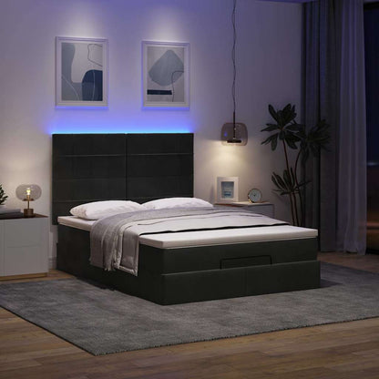Struttura Letto Pouf con Materassi Nero 140x200 cm in Velluto | homemem39