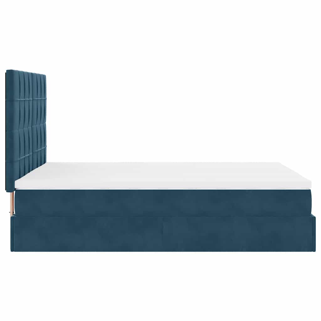 Struttura Letto Pouf con Materassi Blu 140x200cm in Velluto | homemem39