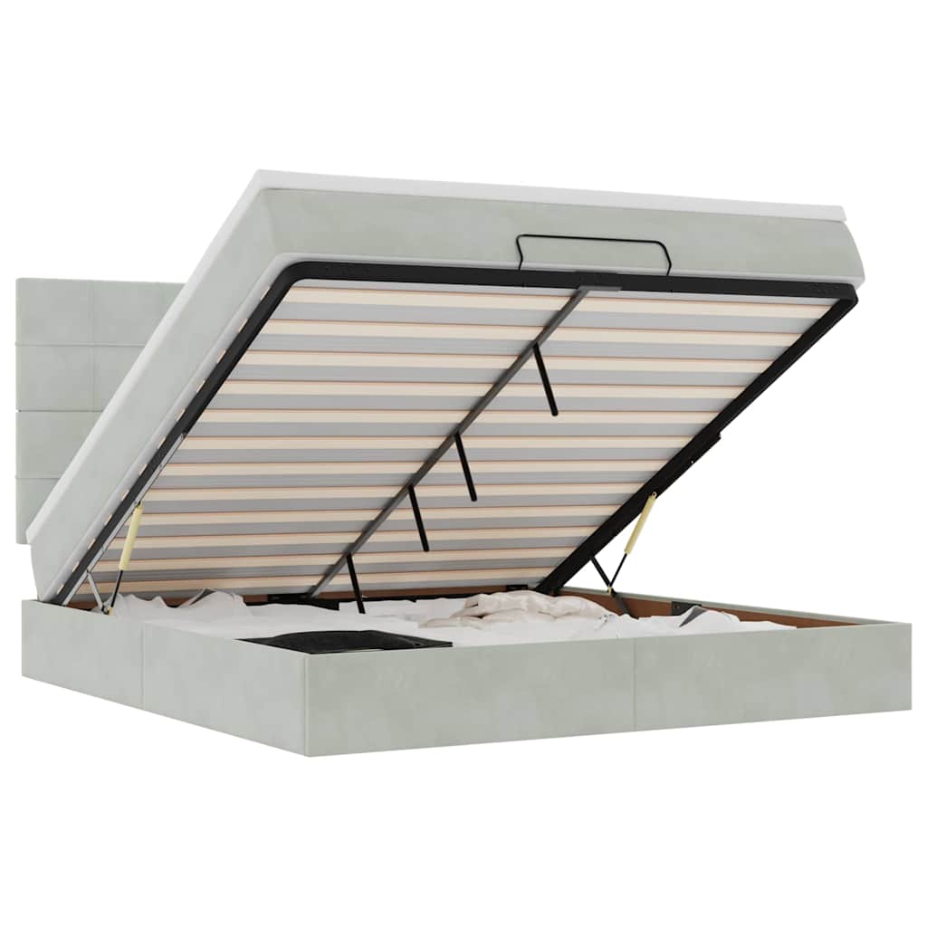 Struttura Letto Pouf con Materassi 160x200 cm in Velluto - homemem39