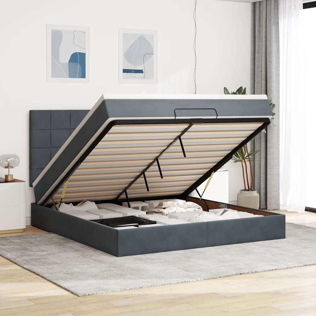 Struttura Letto Pouf con Materassi 160x200 cm in Velluto | homemem39