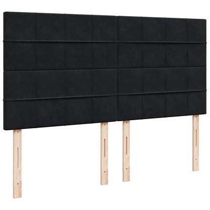 Struttura Letto Pouf con Materassi Nero 180x200 cm in Velluto