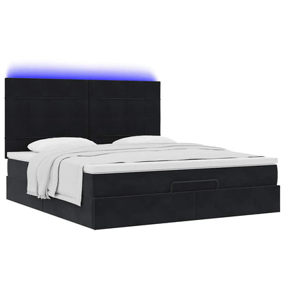 Struttura Letto Pouf con Materassi Nero 180x200 cm in Velluto | homemem39