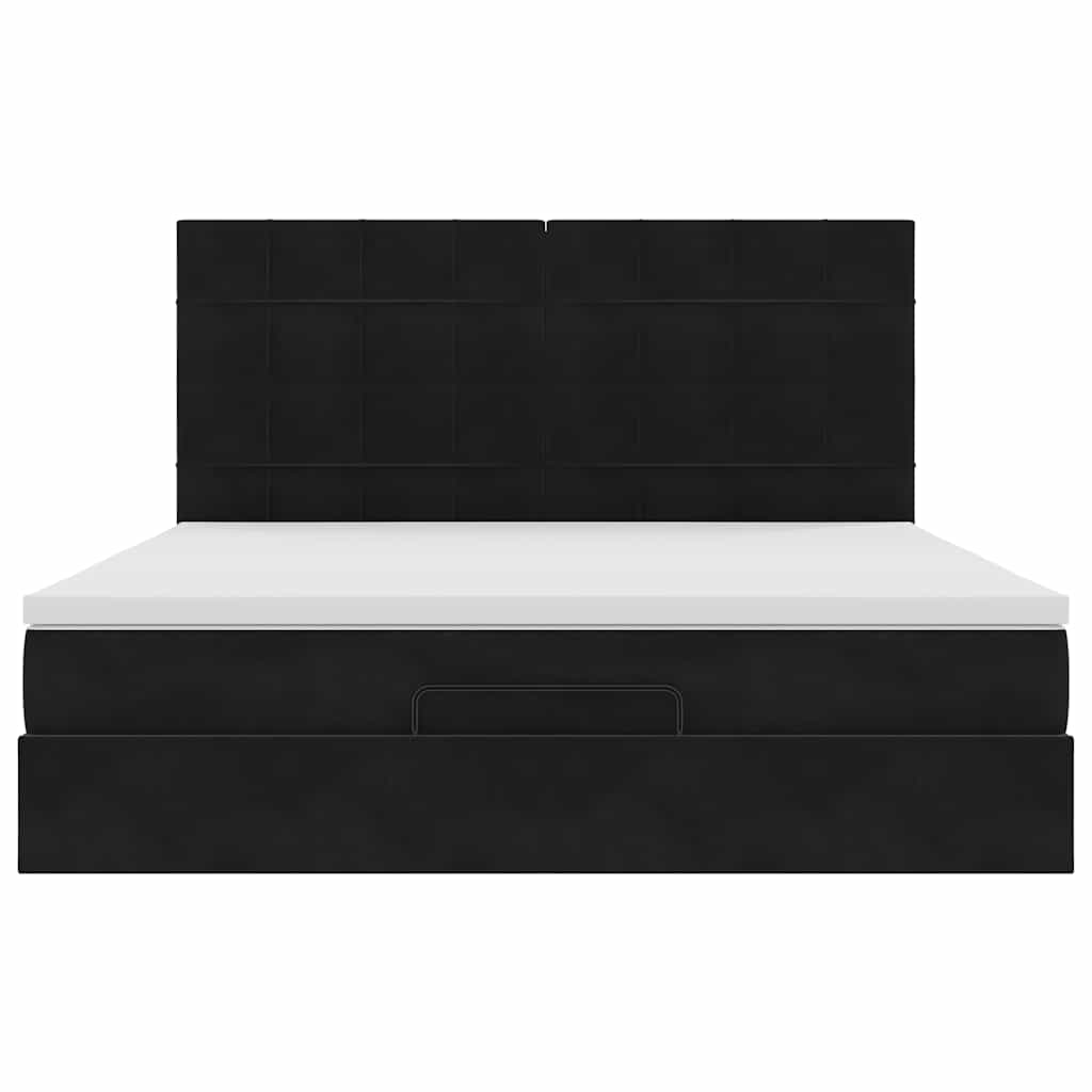 Struttura Letto Pouf con Materassi Nero 180x200 cm in Velluto | homemem39