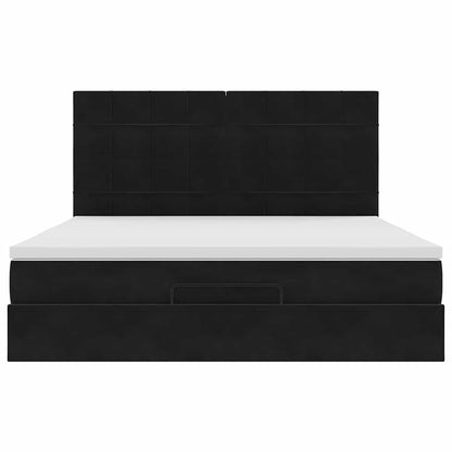 Struttura Letto Pouf con Materassi Nero 180x200 cm in Velluto | homemem39