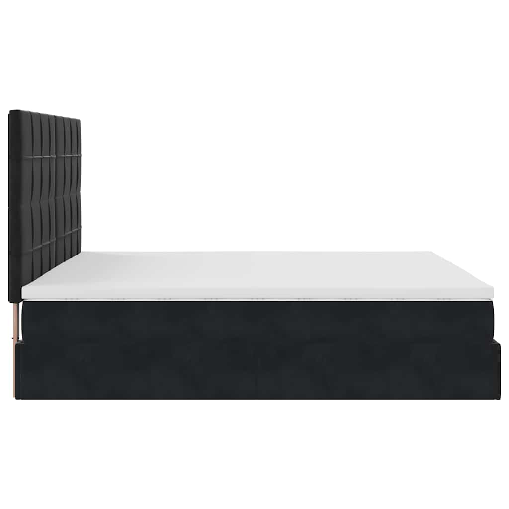 Struttura Letto Pouf con Materassi Nero 180x200 cm in Velluto | homemem39